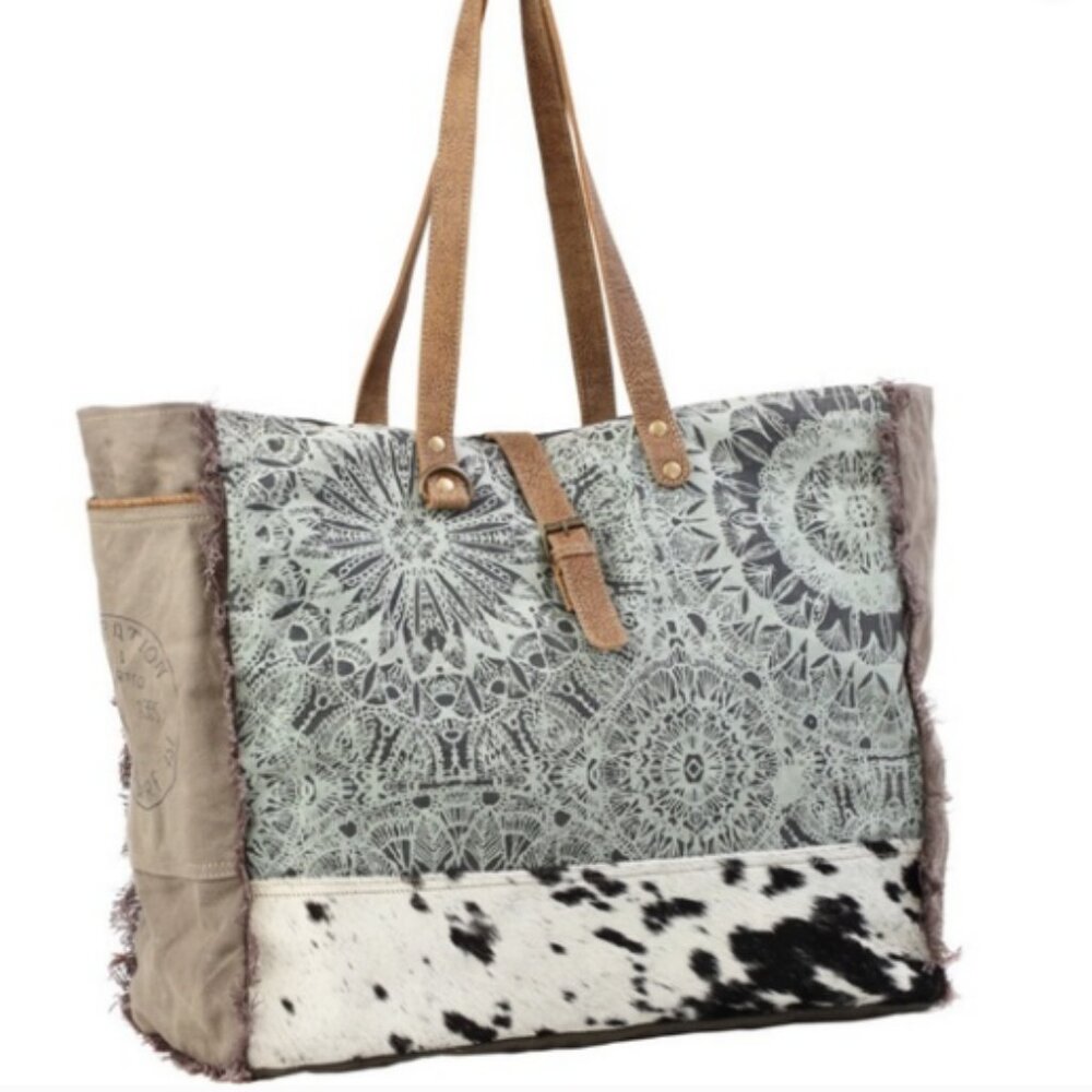 Myra Bag Gray and Brown Tote